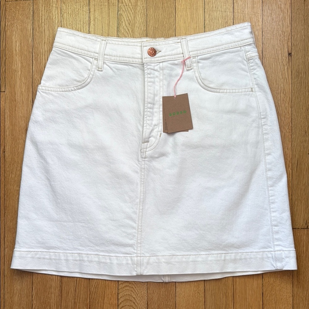 Boden White Denim Skirt NWT US 8